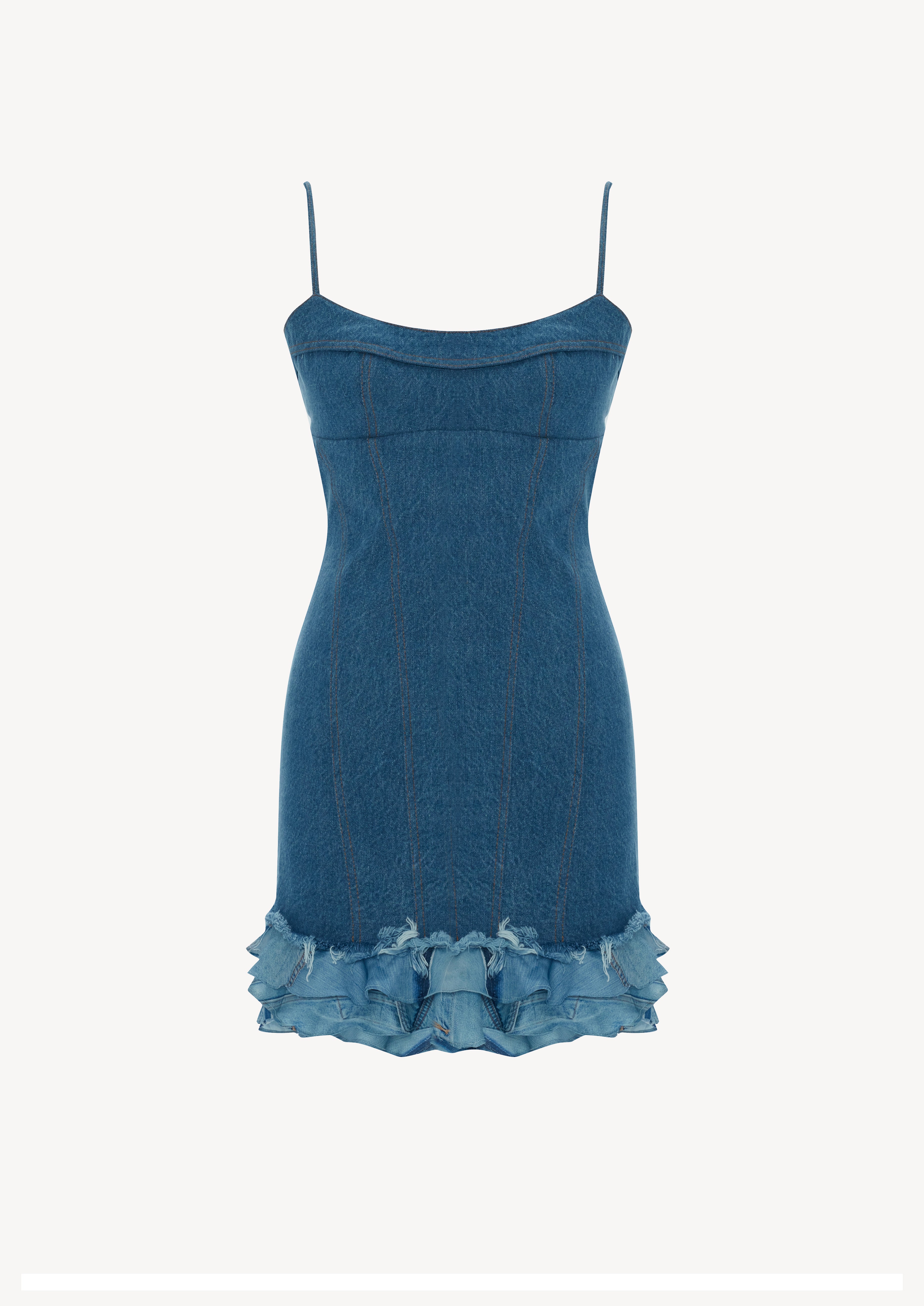 Ruffle Denim Dress Cekette