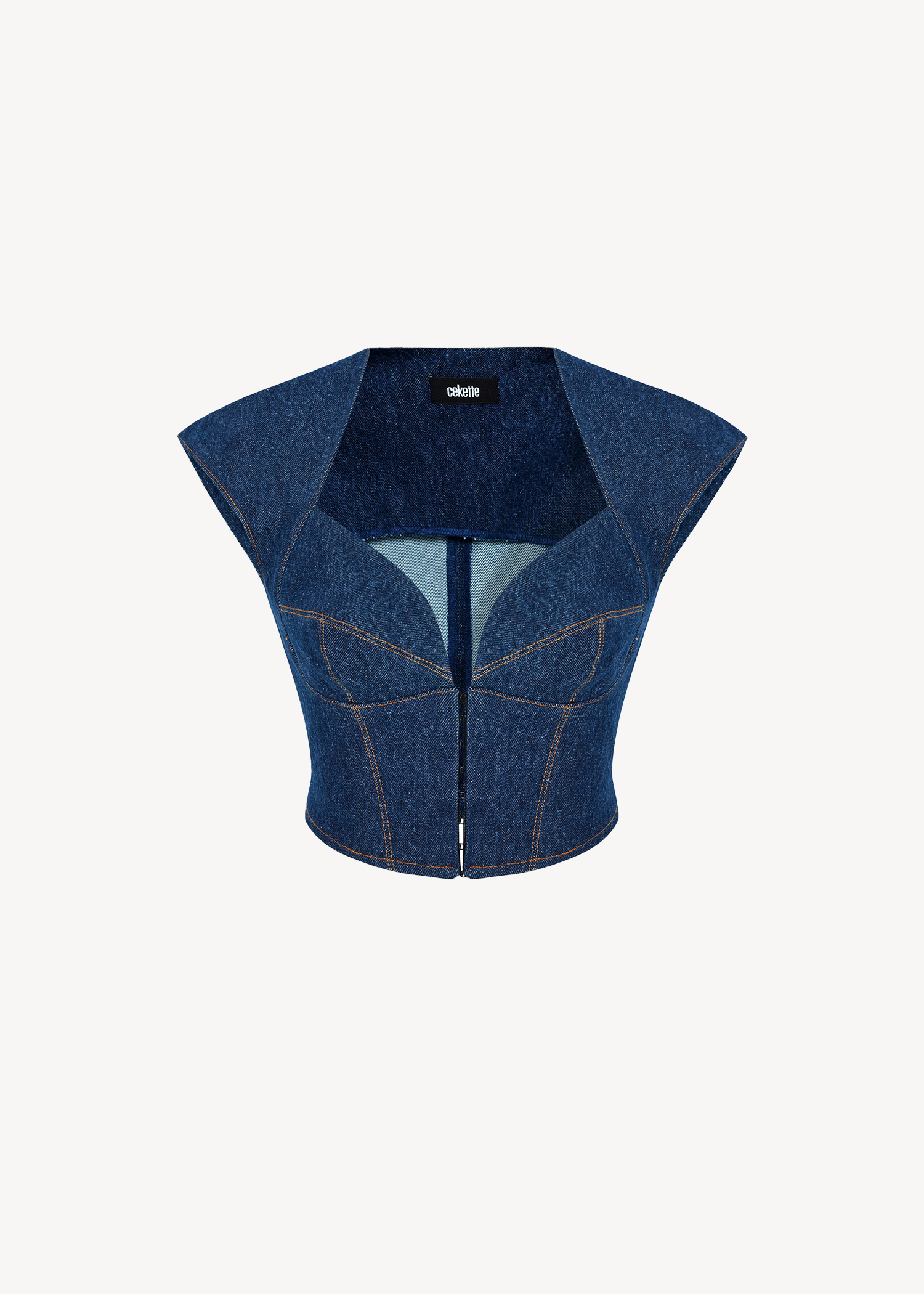 NERI TOP IN NAVY DENIM – CEKETTE
