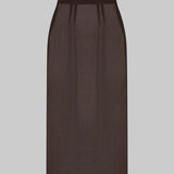 SHEER PLEATED MIDI SKIRT