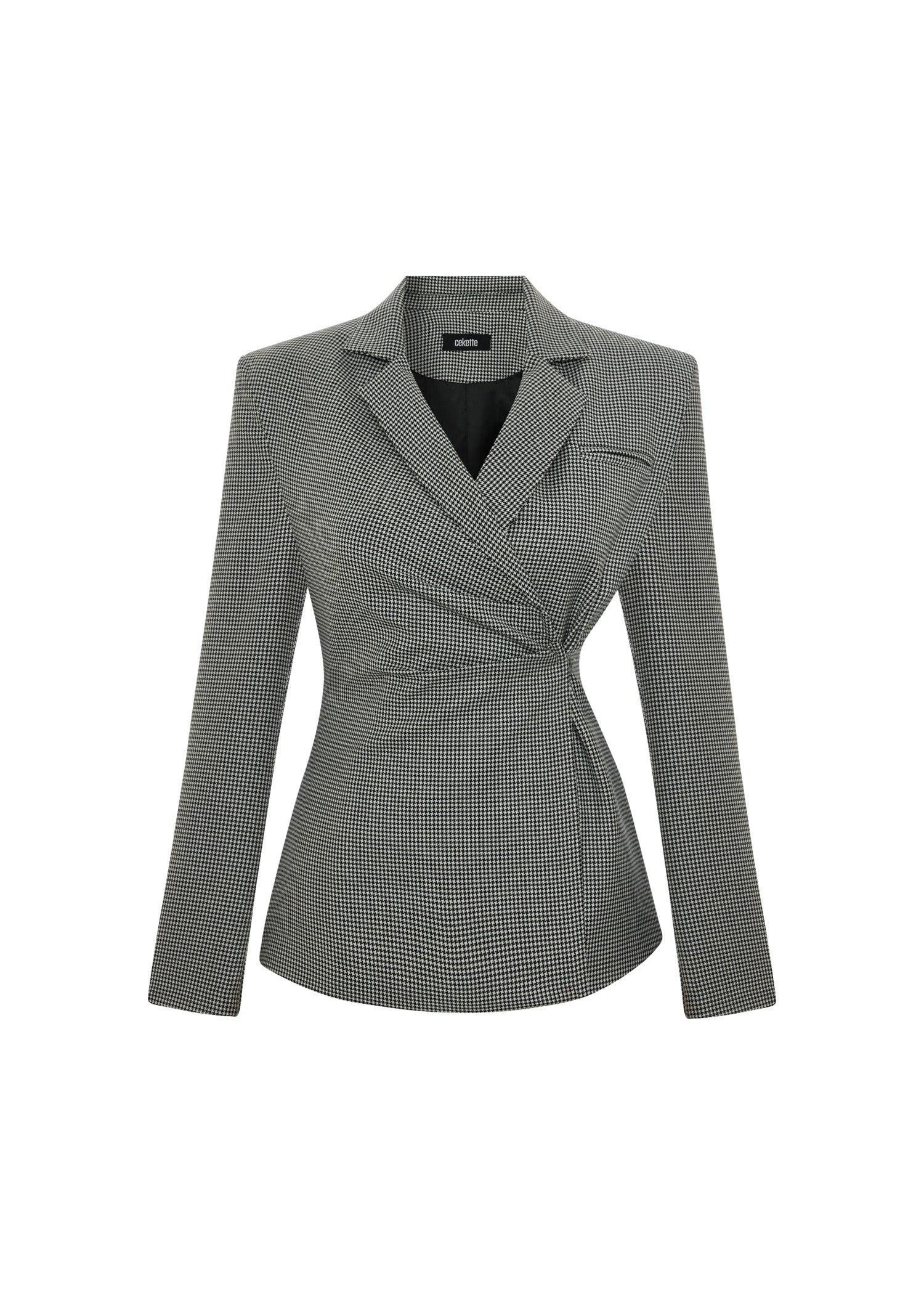 GATHERED WAIST WOOL BLEND BLAZER