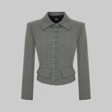 BUTTONED CROPPED JACKET WOOL BLEND IN BROWN