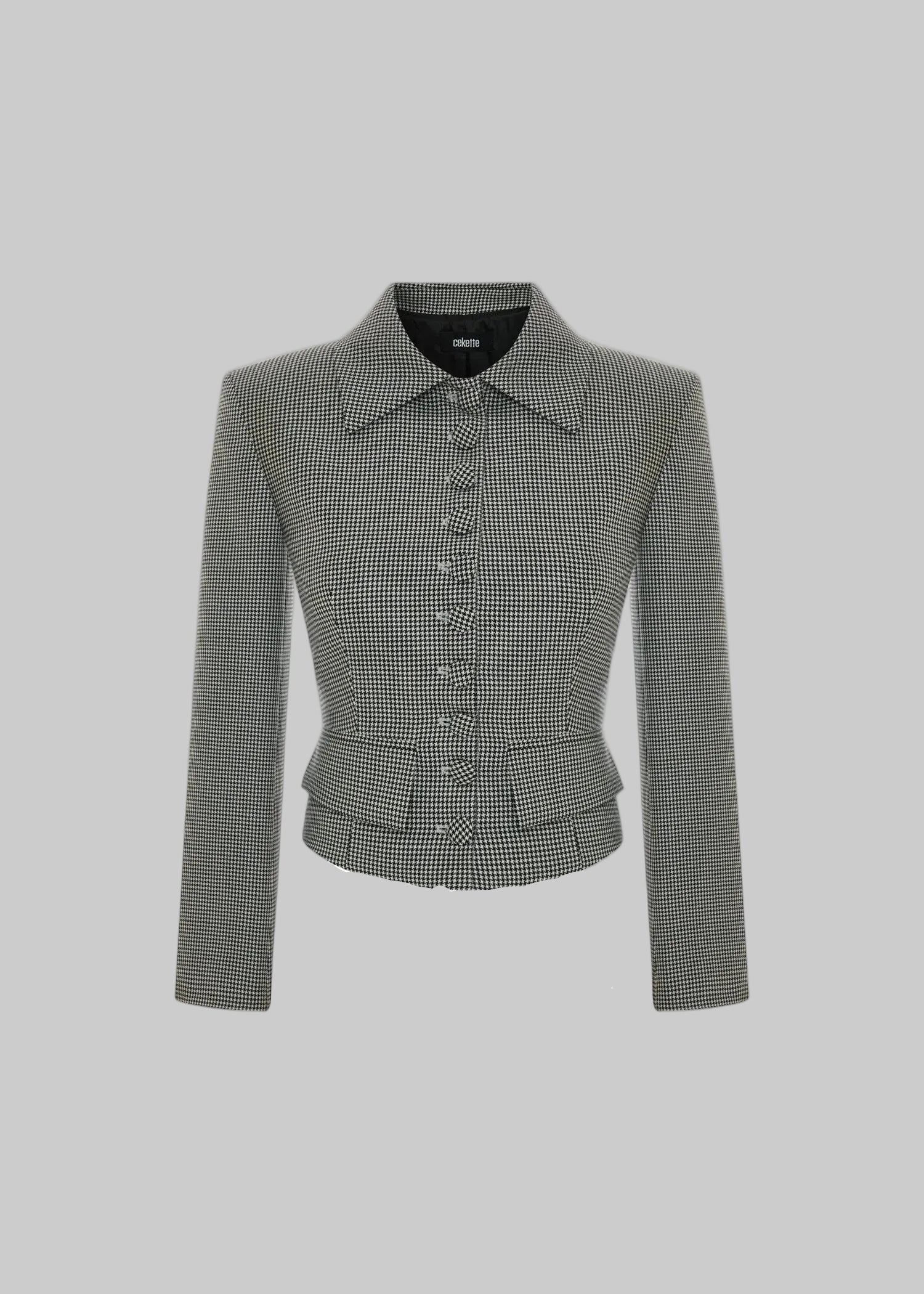 BUTTONED CROPPED JACKET WOOL BLEND IN BROWN