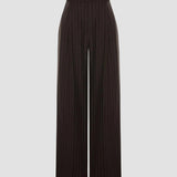 ONE PLEAT WIDE-LEG PINSTRIPE WOOL BLEND PANTS