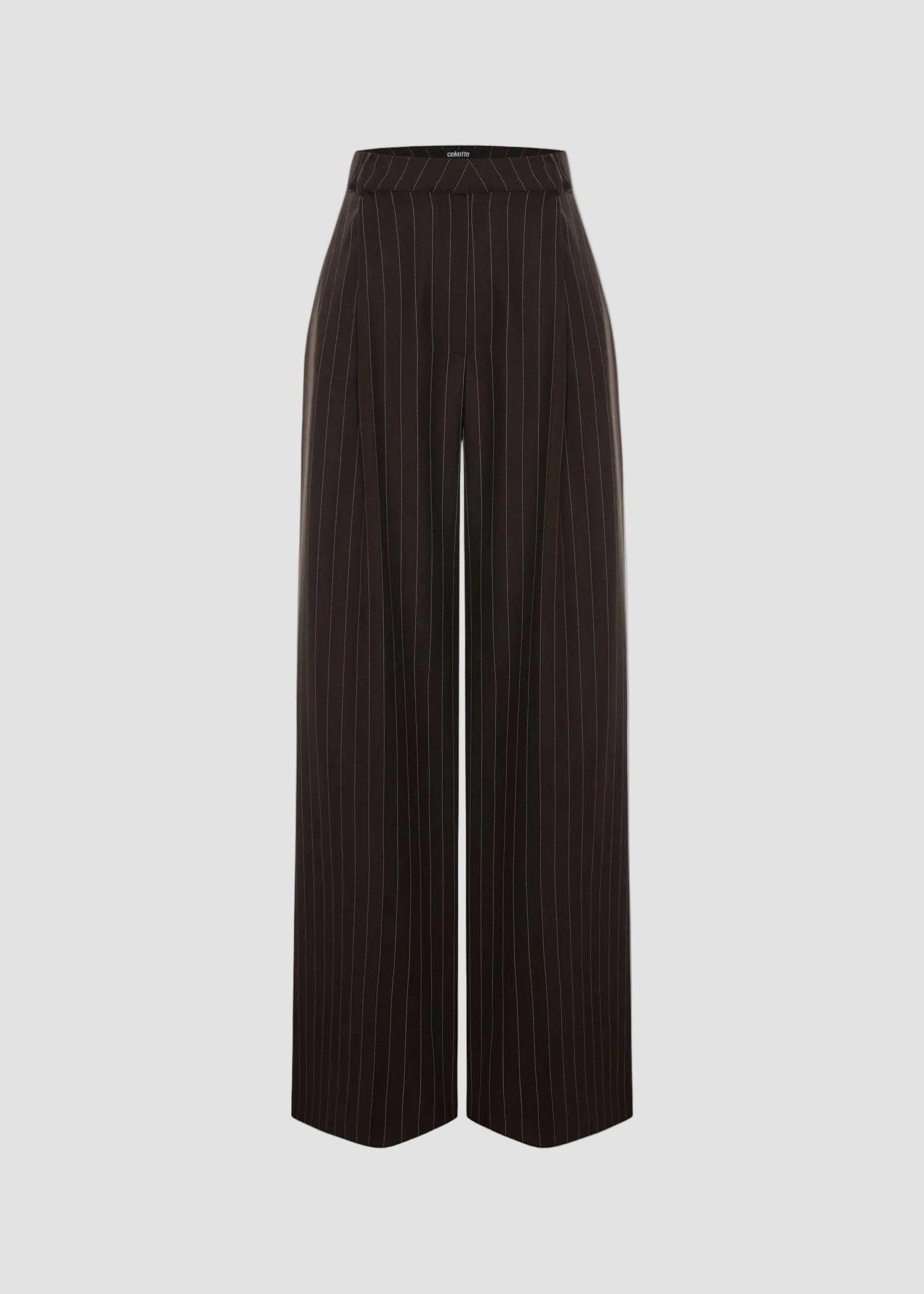 ONE PLEAT WIDE-LEG PINSTRIPE WOOL BLEND PANTS