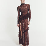SWIRLING TRIM LACE DRESS