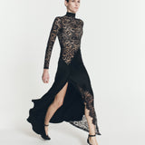ASYMMETRIC SATIN LACE DRESS