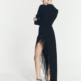 LACE JERSEY LONG DRESS