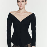 WOOLBLEND OFF-SHOULDER BLAZER