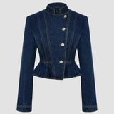 PEPLUM MILITARY DENIM JACKET