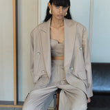DOUBLE BREASTED BLAZER IN BEIGE
