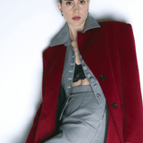 BUTTONED CROPPED HOUNDSTOOTH WOOL BLEND JACKET
