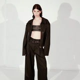 LEATHER WAISTED PANTS