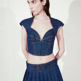 NERI TOP IN NAVY DENIM