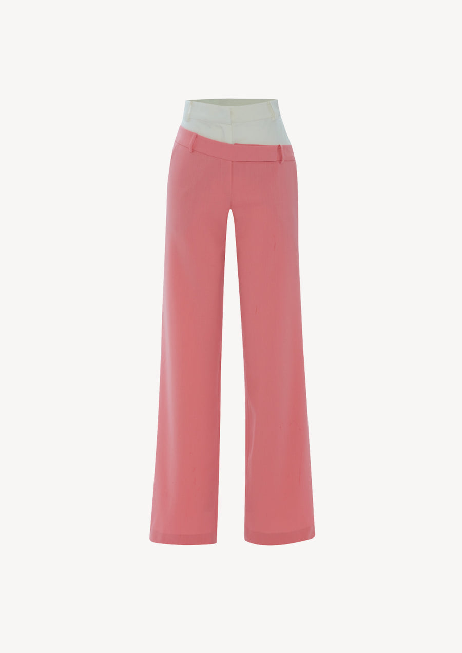 BABY PINK DOUBLE-WAISTED PANTS – CEKETTE