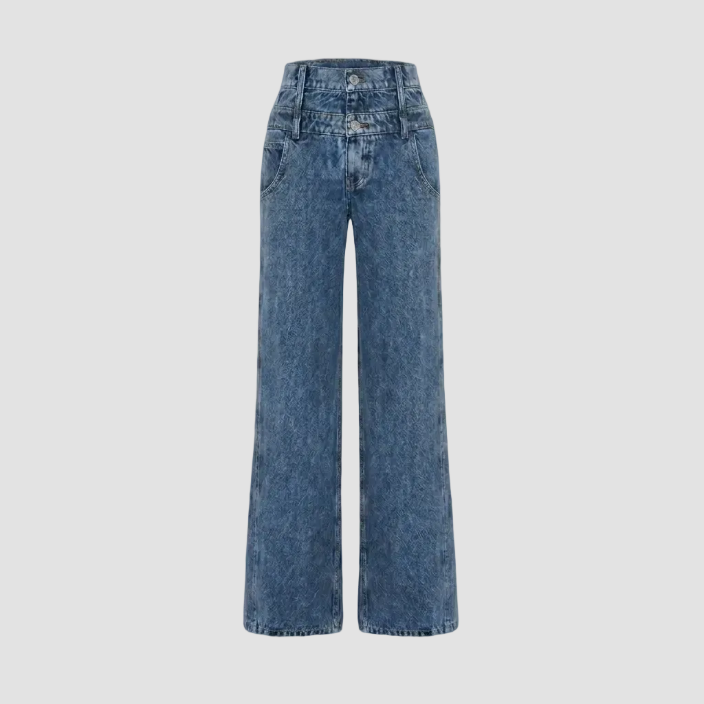 DOUBLE WAISTED DENIM PANTS