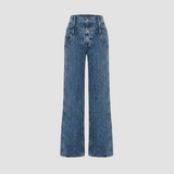 DOUBLE WAISTED DENIM PANTS