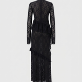 SWIRLING TRIM LACE DRESS IN BLACK