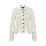 PEPLUM DENIM JACKET IN WHITE