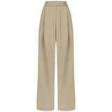 PLEATED WIDE LEG PANTS IN WOOL-BLEND