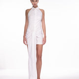 SLEEVED WRAP DRESS IN WHITE