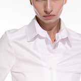DOUBLE PLACKER CROPPED SHIRT IN WHITE