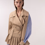 SHORT GABARDINE X POPLIN TRENCH COAT