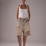 RIPPED BERMUDA SHORTS