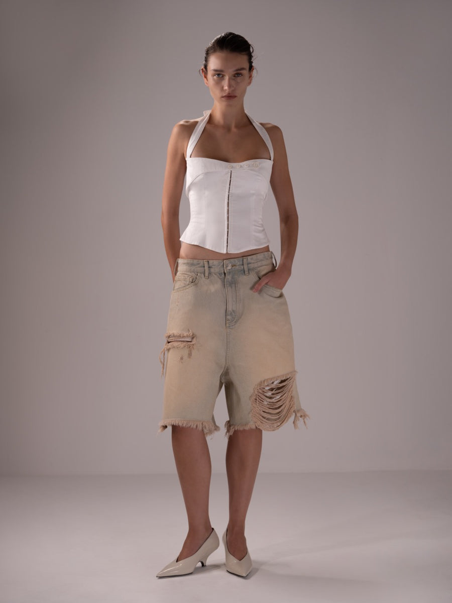 WRIPPED BERMUDA SHORTS