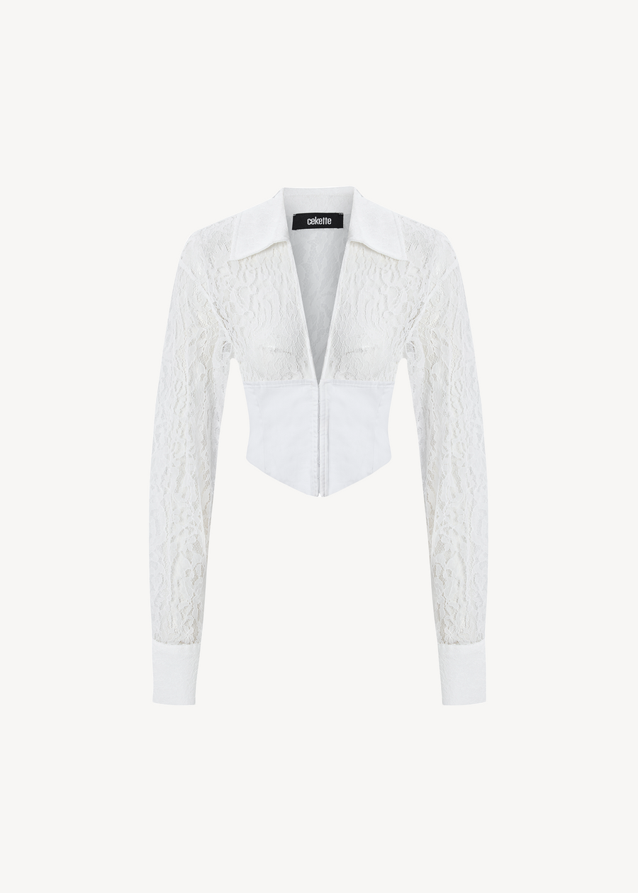 LACE NINA SHIRT IN WHITE