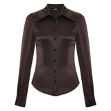 SILK DARK BROWN SHIRT