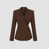 GATHERED WAIST WOOL BLEND BLAZER