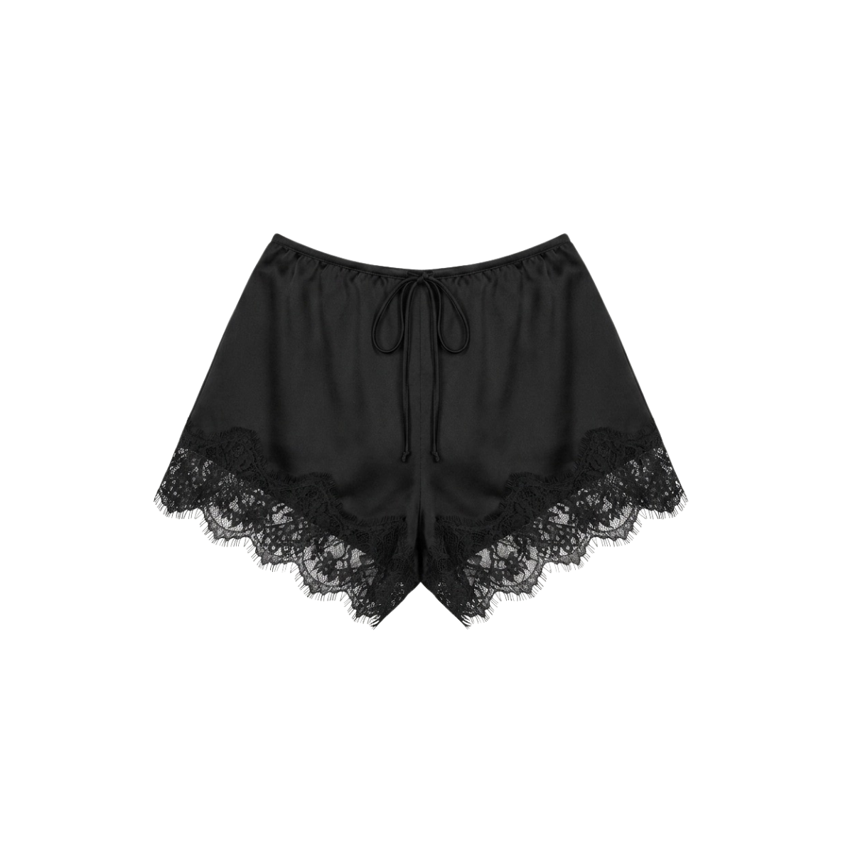 BABY SATIN & LACE  SHORTS IN BLACK