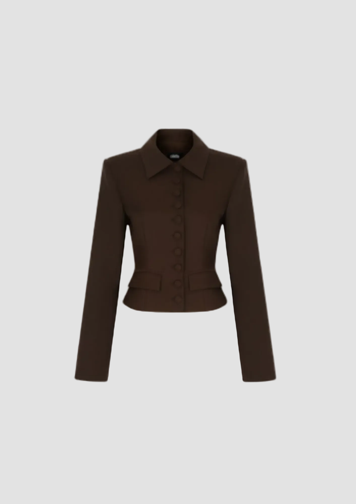 BUTTONED CROPPED JACKET WOOL BLEND IN BROWN