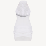 SLEEVED WRAP DRESS IN WHITE