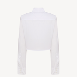 DOUBLE PLACKER CROPPED SHIRT IN WHITE