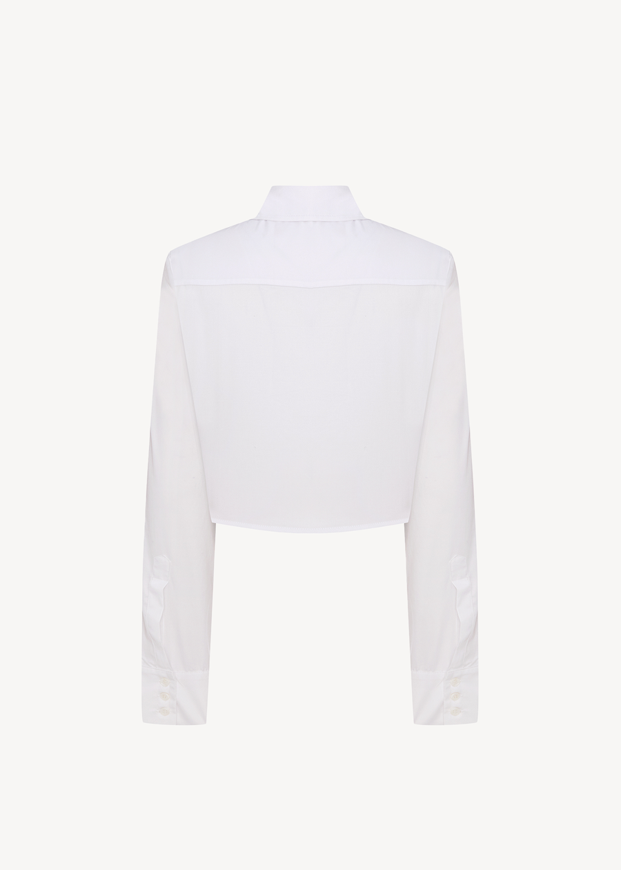 DOUBLE PLACKER CROPPED SHIRT IN WHITE