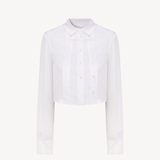 DOUBLE PLACKER CROPPED SHIRT IN WHITE