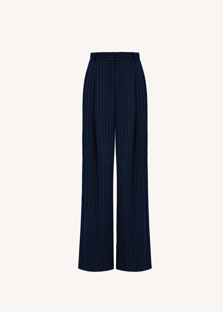 PINSTRIPE BOYFRIEND PANTS IN NAVY