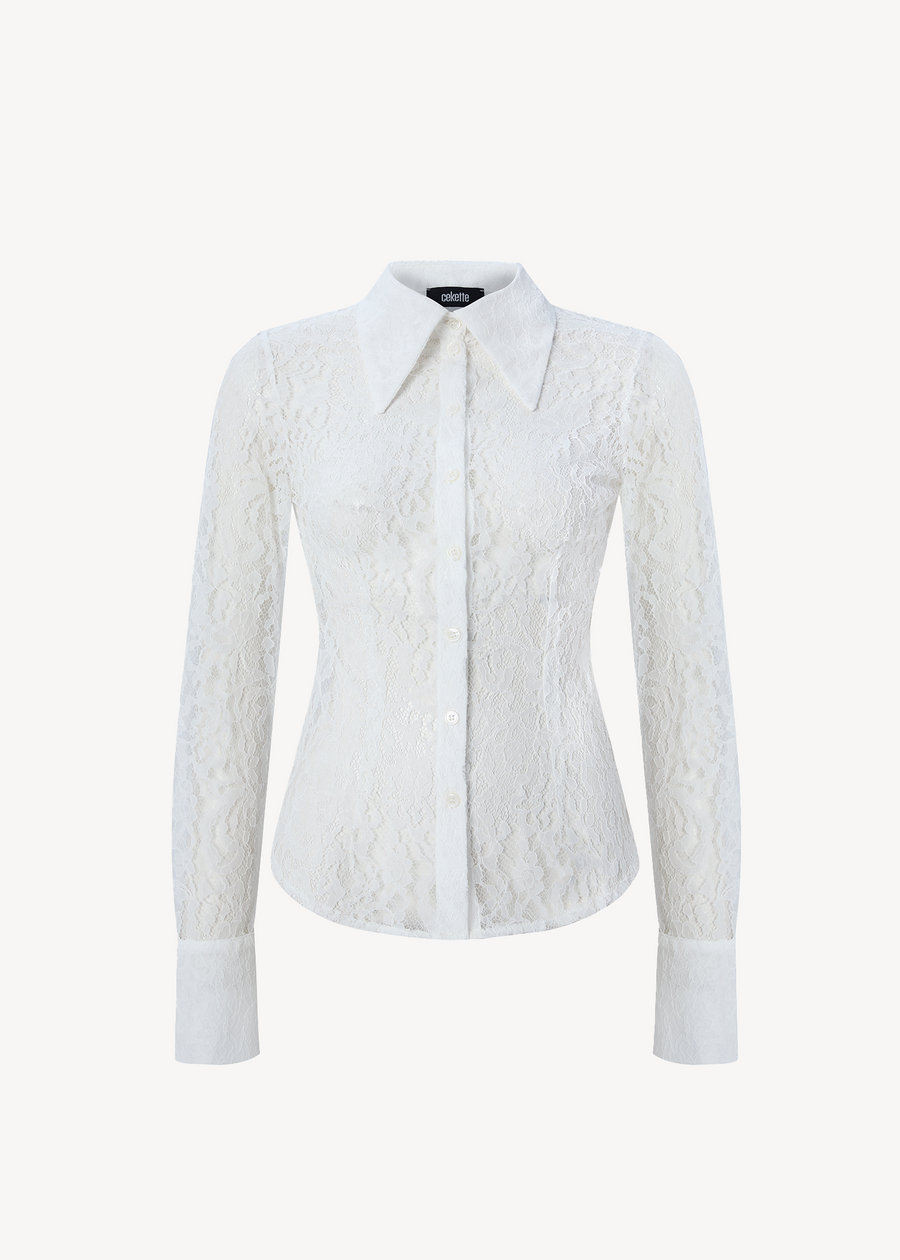 WIDE COLLAR LACE SHIRT