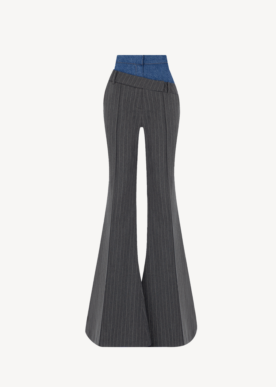 DOUBLE WAISTED FLARED PANTS