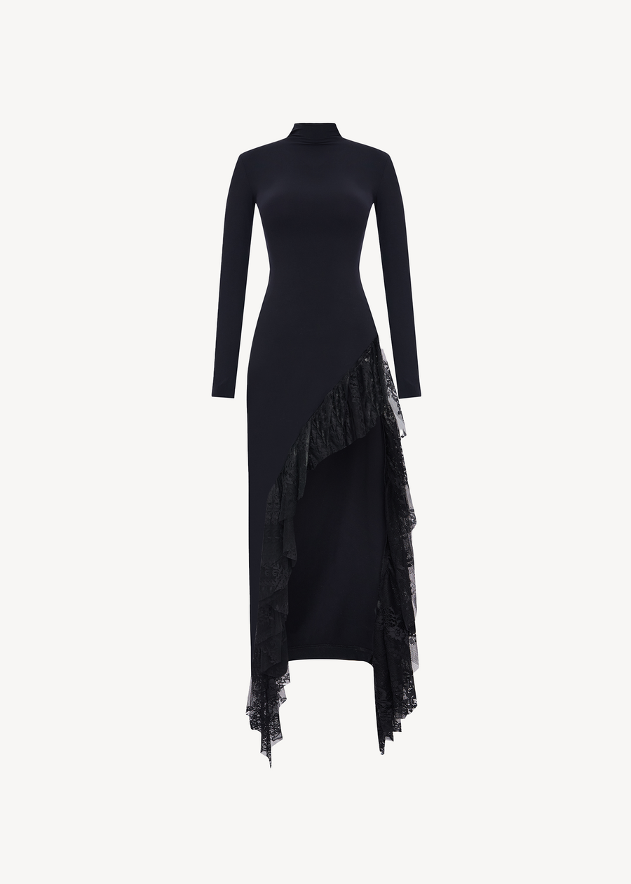 LACE JERSEY LONG DRESS