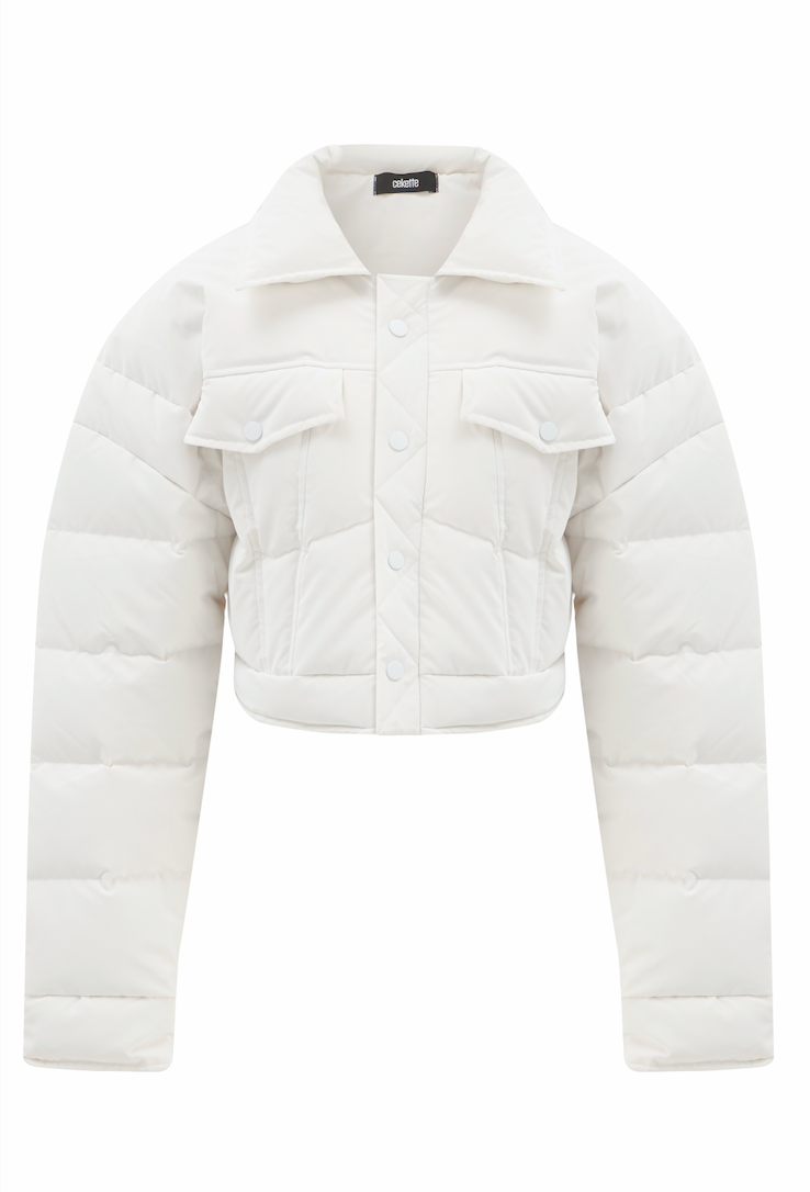 CROPPED PUFFER IN WHITE