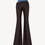 DOUBLE WAISTED FLARED PANTS IN BROWN