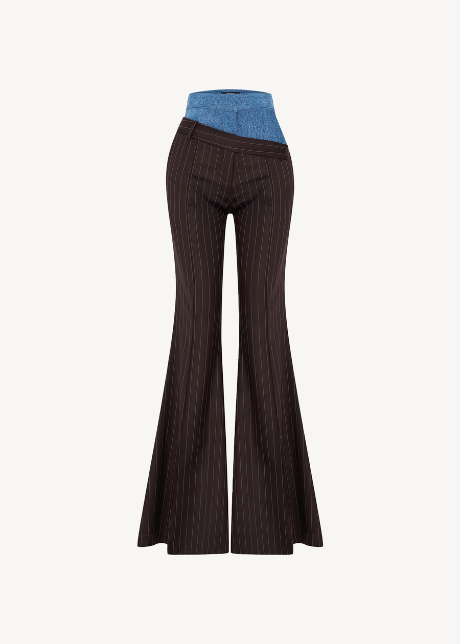 DOUBLE WAISTED FLARED PANTS
