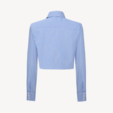 DOUBLE PLACKER CROPPED SHIRT IN PINSTRIPE