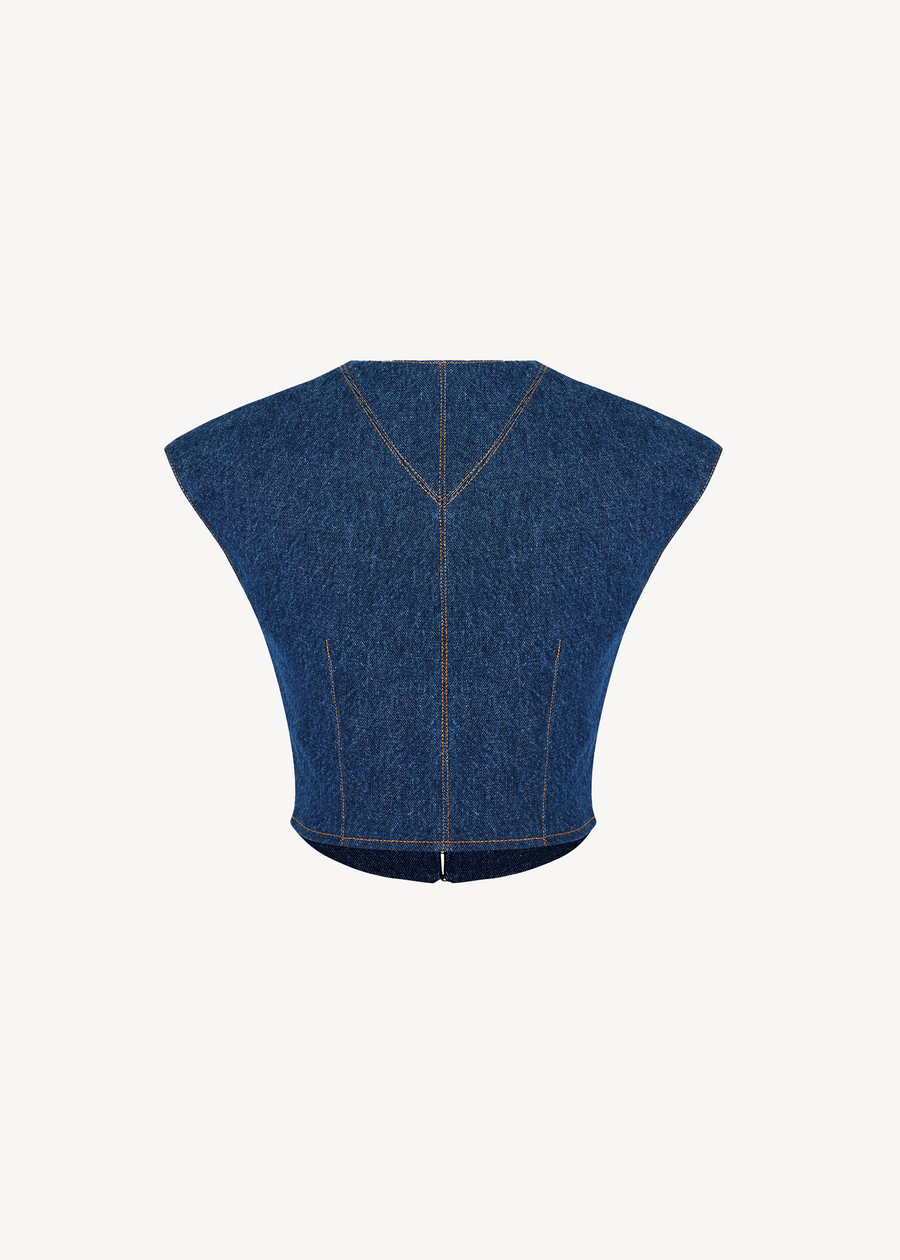 NERI TOP IN NAVY DENIM