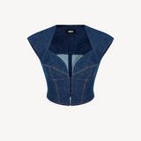 NERI TOP IN NAVY DENIM