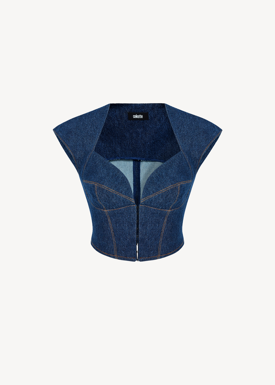 NERI TOP IN NAVY DENIM