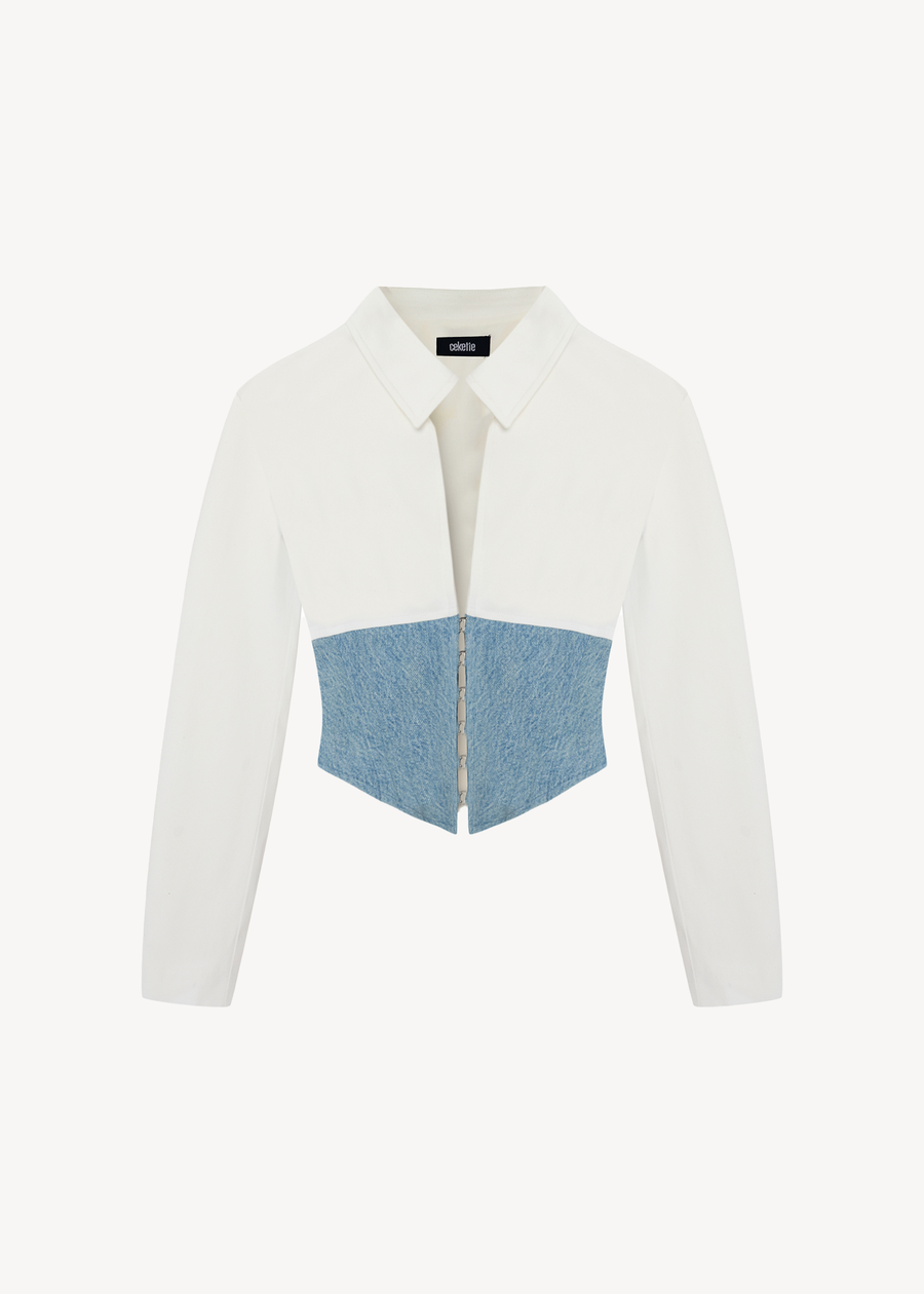 NINA BLAZER IN LIGHT GABARDINE AND DENIM