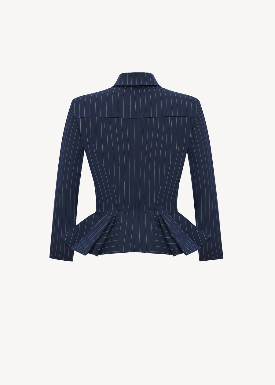 PINSTRIPE PEPLUM JACKET